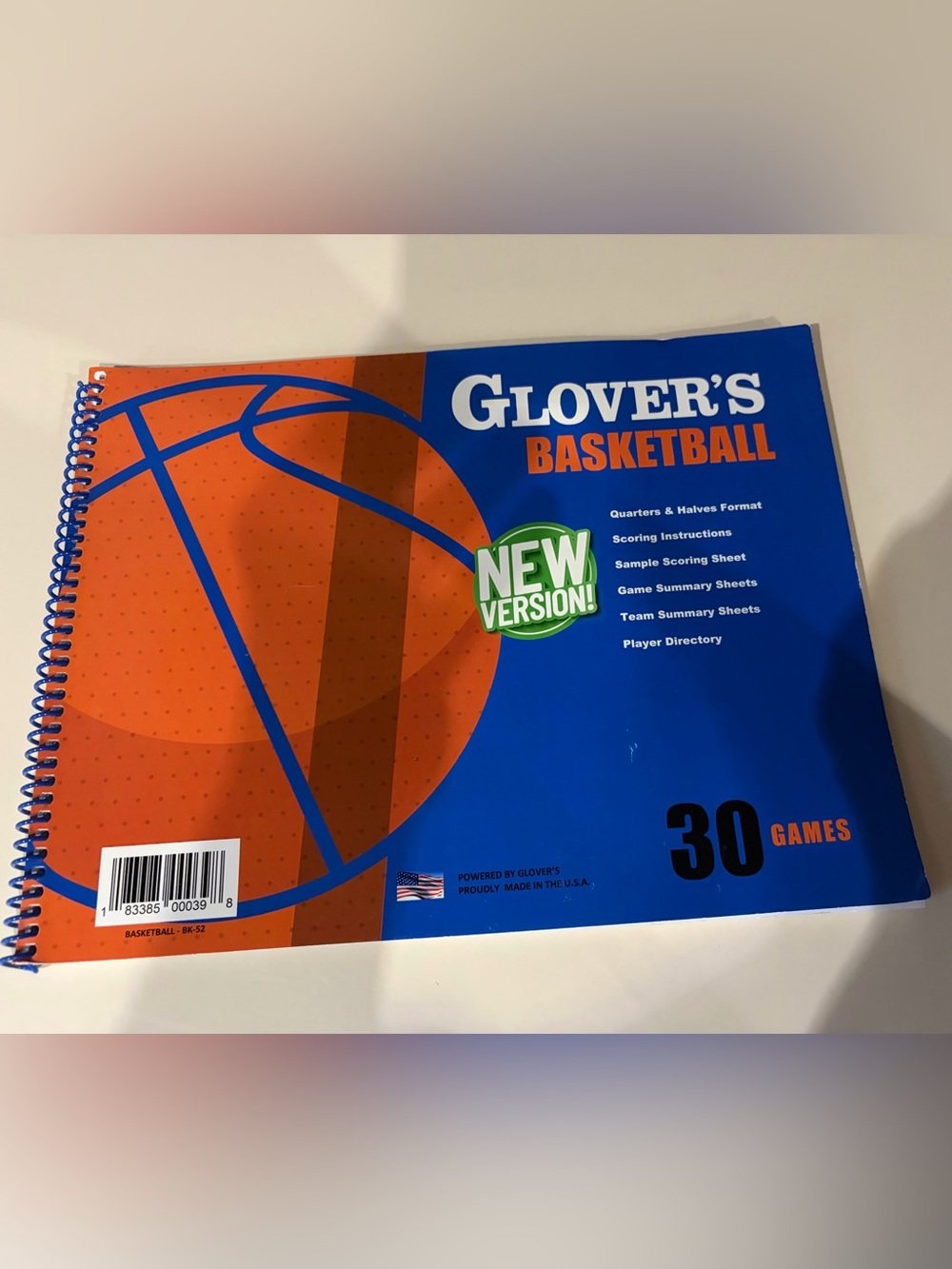 Basketball Scorebook in Blue & Orange - 30 Games